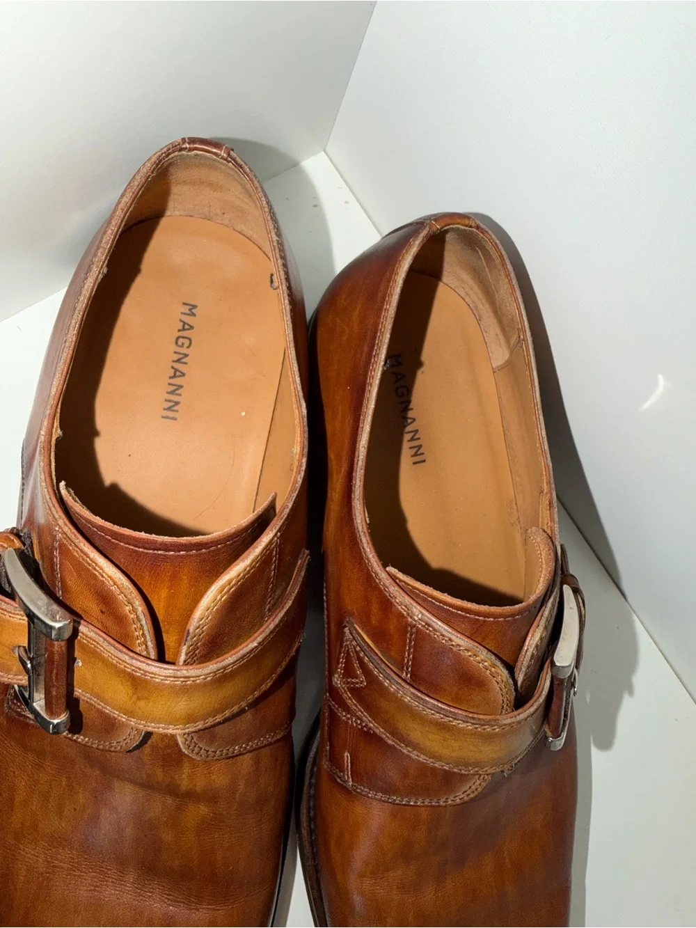 Magnanni Marco II Cuero Brown Leather Single Monk Strap Dress Shoes 10